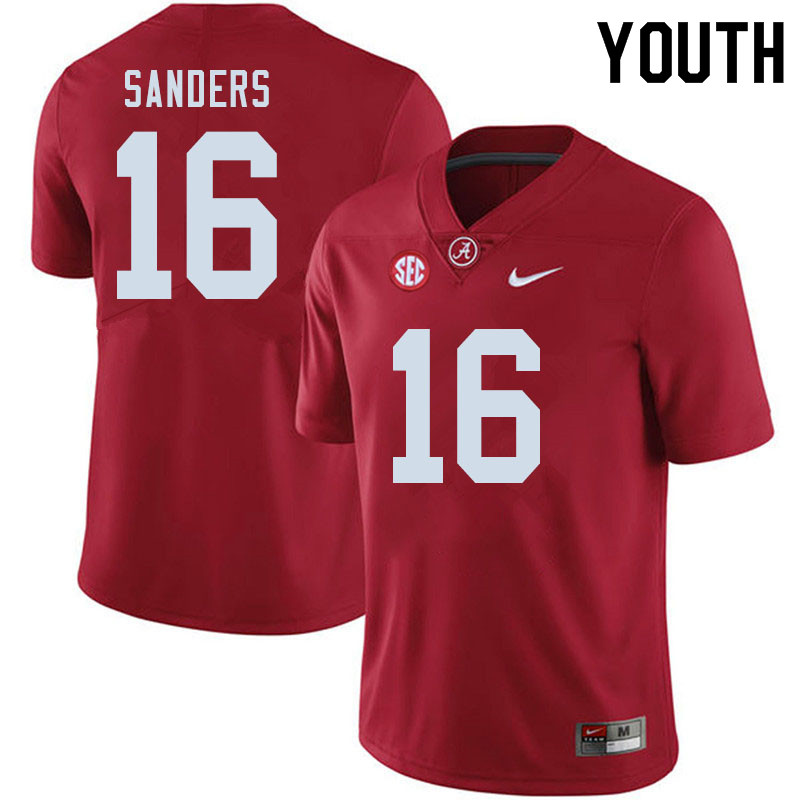 Alabama Crimson Tide Youth Drew Sanders #16 Crimson NCAA Nike Authentic Stitched 2020 College Football Jersey FU16Y13EF